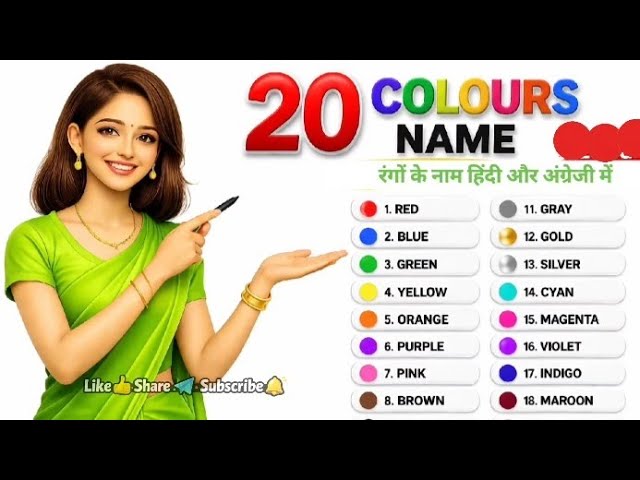 20 Colours Name in English and Hindi with Pictures/20 रंगों केनाम हिंदी& अंग्रेजी#smartstudybymamta 