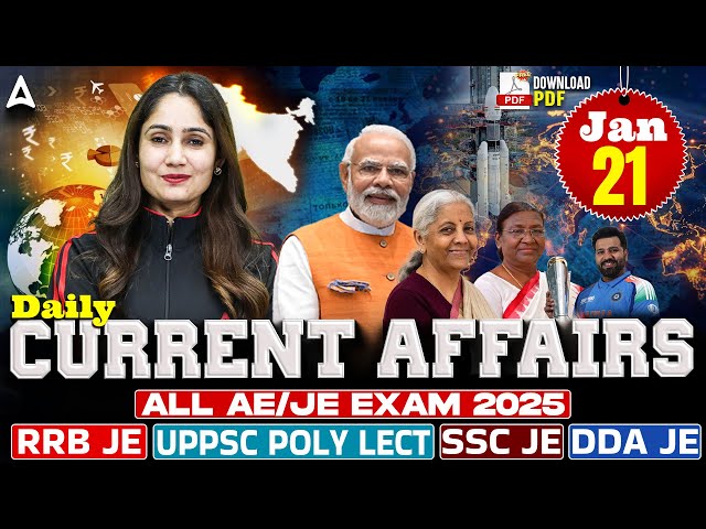21 Jan Current Affairs 2026 for All AE/JE Exam | Static GK 2026 | Current Affairs Today | Pinki Mam
