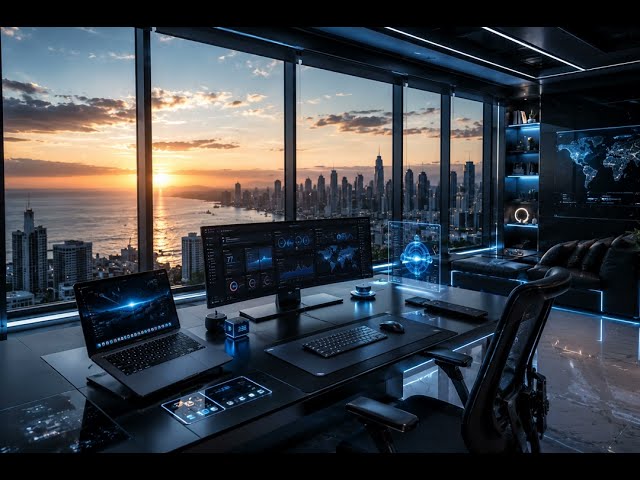 Future Focus | Futuristic Penthouse Workspace Ambience for Deep Work & Coding