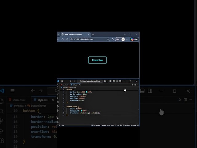 Neon Rotate Button Effect using HTML and CSS. #animation #coding #webdesign #htmlcss #programming