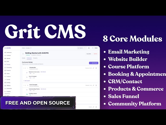 I Built a FREE Open-Source Alternative to Kajabi, ClickFunnels & System.io — Meet GritCMS