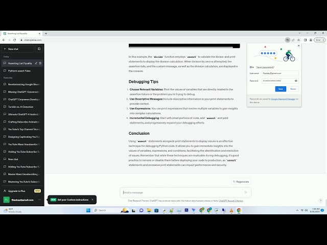 python assert print values
