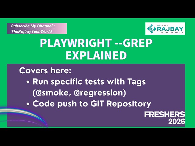 Playwright Grep Tutorial | Run specific smoke & regression test cases using grep tags
