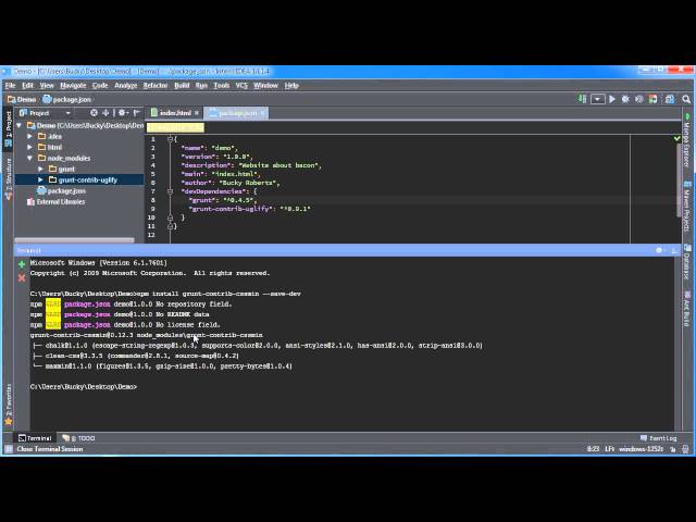 Grunt JS Tutorial for Beginners - 3 - Installing Plugins