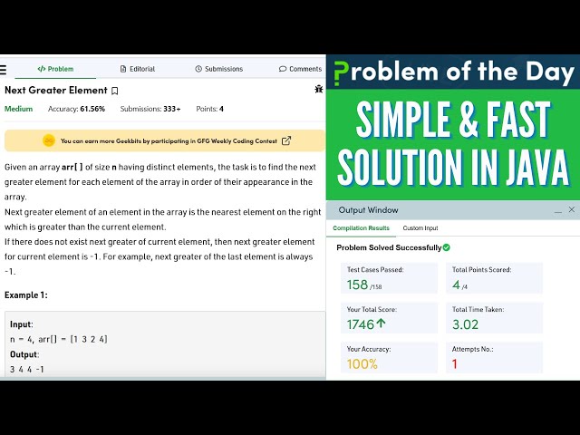Next Greater Element GFG Practice || GFG POTD Solution in Java