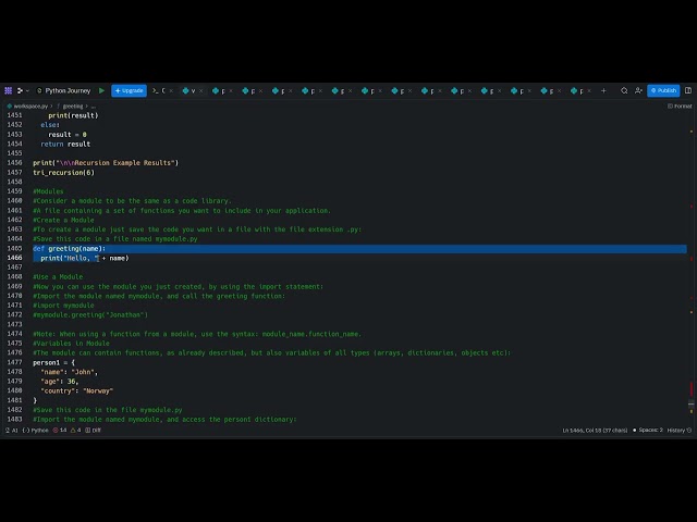 DAY 6 OF THE PYTHON JOURNEY - FUNCTIONS & MODULES