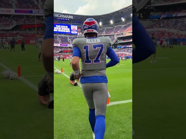 #BillsMafia screams as Josh Allen runs on to the field for the first time and wearing the new uni