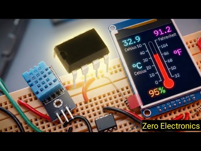DIY Digital Thermometer: DHT11 & ST7735 TFT with ATtiny85 | Zero Electronics