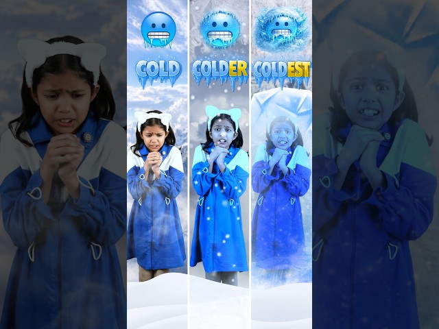 Cold-Colder-Coldest 🥶 Learn Degrees of Adjectives | Kids English | Adi Connection #shorts