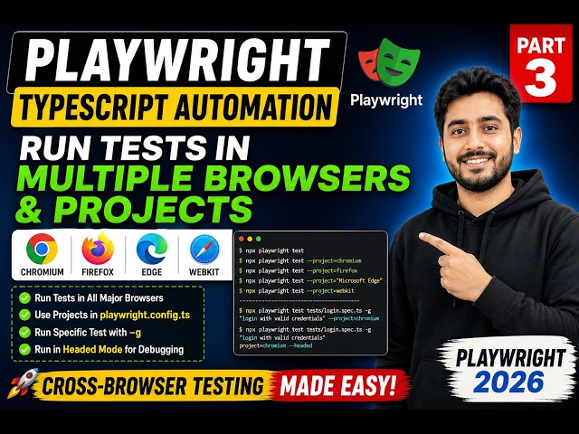 21. Run Playwright Tests in different Browsers | playwright.config.ts  | Playwright TypeScript 2026