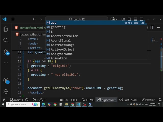 JavaScript If-Else & Switch Statements Explained | Real-Time Tasks & Examples | Appin Technology