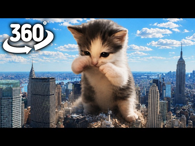 Giant Scuba Cat in The City ! | 360° VR