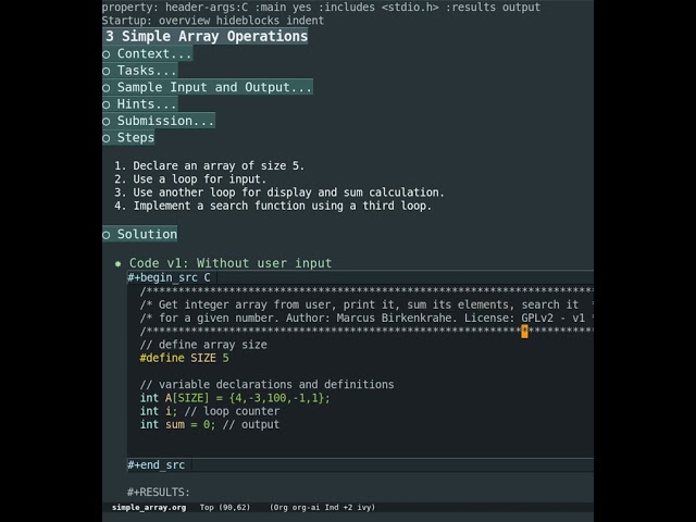 Simple Array Operations in C (data structures)