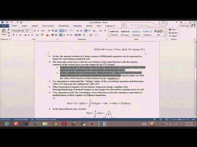 04252014 d ConvolutionsImpluseandPracticalDataAnalysis