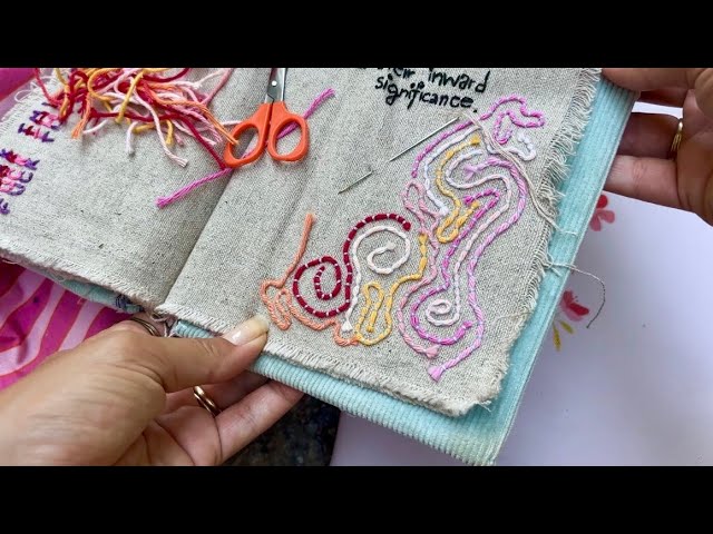 How I embroider couching in my stitch journal 