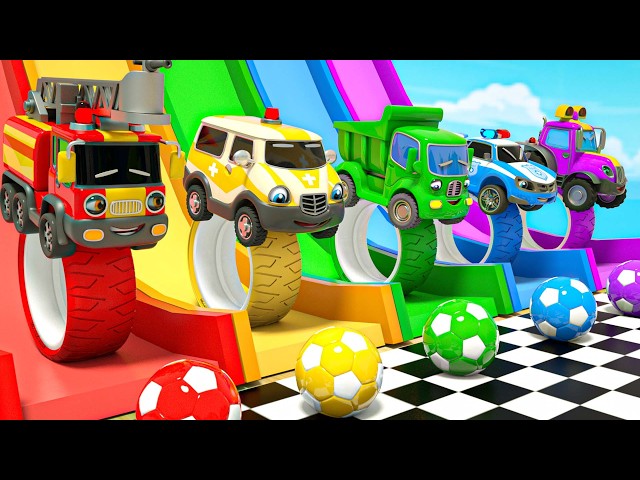 Spinning giant wheels! - Jumping toy cars that change colors - Baby Nursery Rhymes & Kids Songs