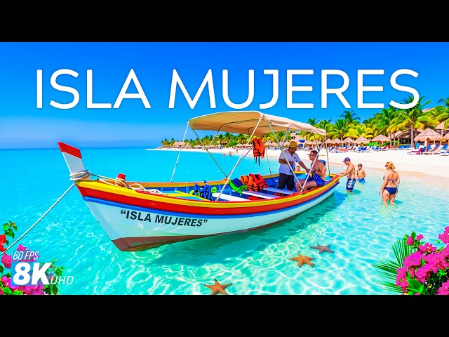 ISLA MUJERES 8K Aerial 🇲🇽 🏄 Playa Norte, Turquoise Waters & Breathtaking Caribbean Island Paradise 🌊
