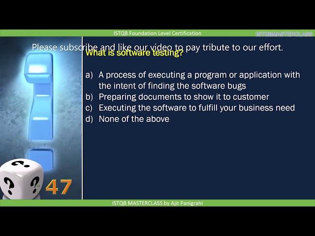 1 1 What is testing QUIZ   1 : ISTQB Foundation level 2018 Question bank