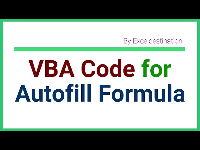 Autofill using VBA Code - Autofill Formula down