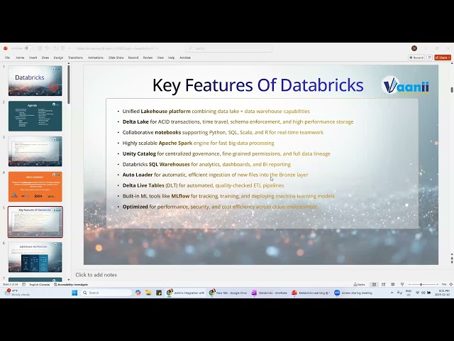 Databrick Introduction class hosted by @vaaniitechllc Team