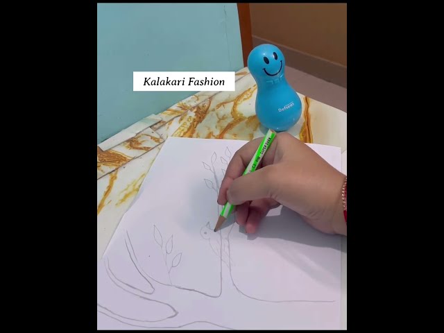 🐦 Bird on the Tree Drawing 🌳 | Beautiful Nature Scenery Art Tutorial#easy #trending 