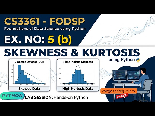 CS3361 FODSP Experiment 5 b || Skewness and Kurtosis Analysis using Diabetes Dataset in Python