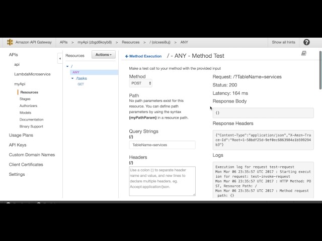 aws api gatway testing endpoint with lambda