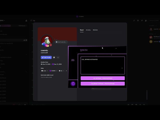 COSMIC scripting montage & Private Bypass