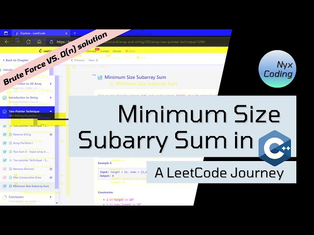 Minimum Size Subarray Sum in C++ - A LeetCode Journey