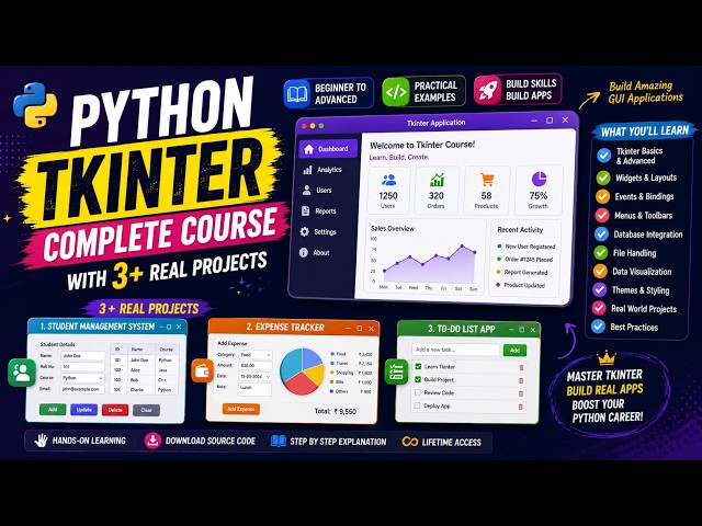 Python Tkinter Complete Course with 3+ Real Projects