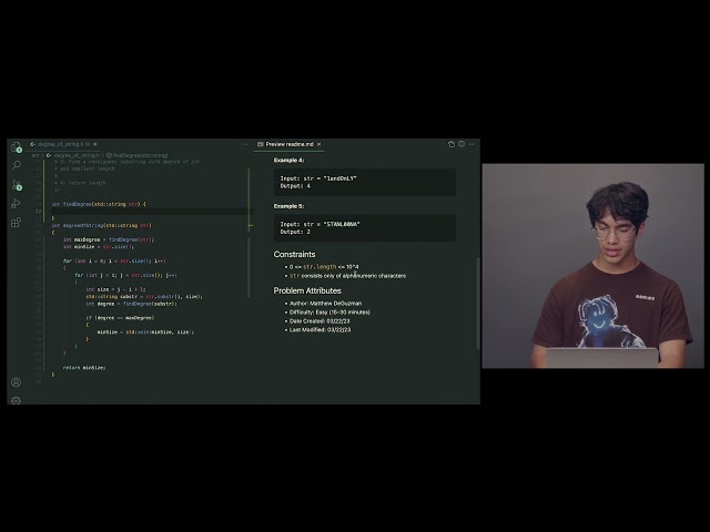 Degree of a String: Sets and Maps