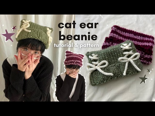 how to knit a cat ear beanie ⋆˚🐾˖° (beginner-friendly tutorial!)