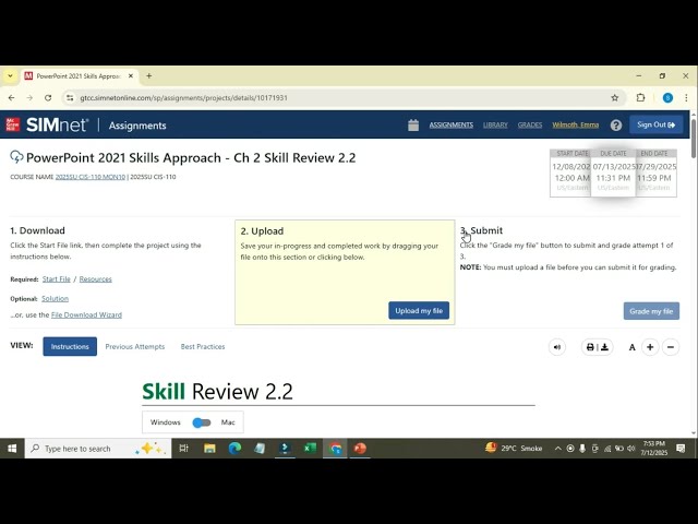 Excel 2021 Skills Approach - Ch 2 Skill Review 2.2 |  SiIMnet Assignment Help Guide Step by step