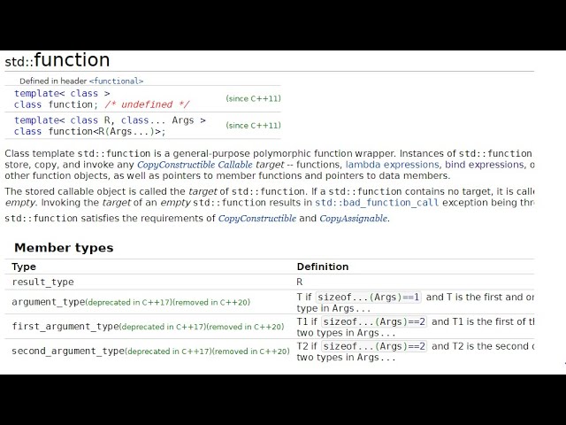 std::function (function pointer)