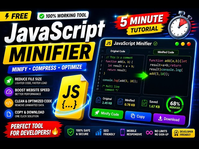 Build a JavaScript Minifier Tool with HTML CSS & JavaScript | Step-by-Step Urdu Tutorial