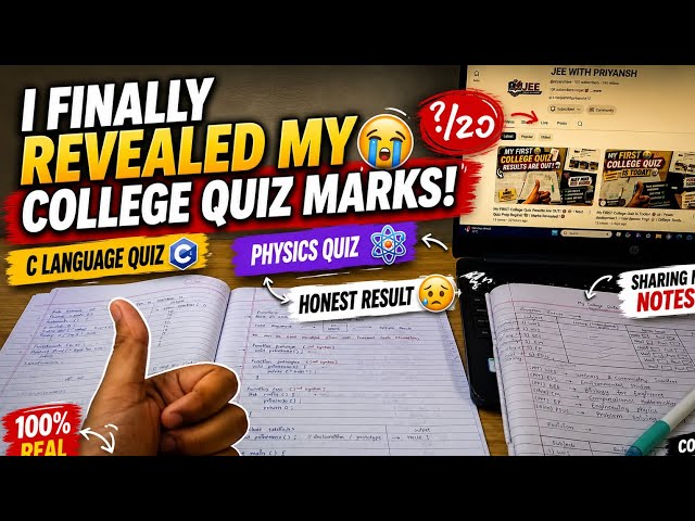 I Finally Revealed My College Quiz Marks! 😭📚 | Honest Result | Sharing My C Language Notes 🤩