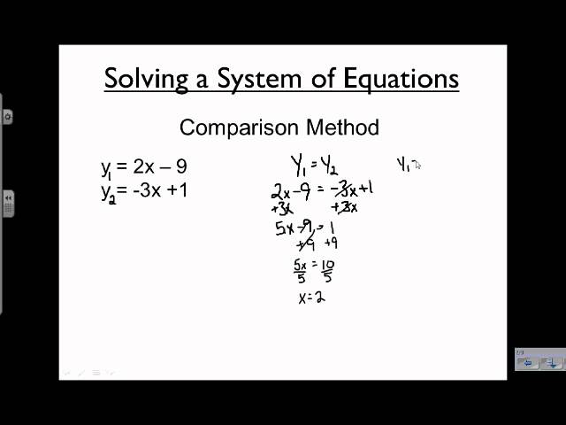 Systems of Linear Equations - Comparison Method - MrEMathVideos