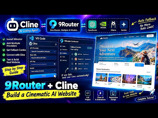 Cline + 9Router Build a Cinematic AI Website Without Hitting Rate Limits Auto Fallback