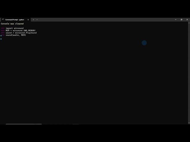 My first video - play a sample sound in python terminal