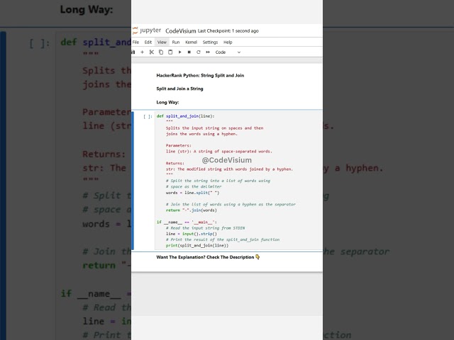 Split and Join a String – Detailed Version #Python #HackerRank #StringManipulation #Detailed