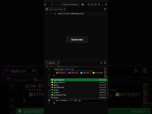 🔥 Neon Glow Subscribe Button ✨ || Pure CSS Hover animation || HTML || CSS || @Coding__Track