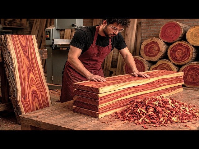 From Redwood Panel to Extraordinary Luxury Furniture! A Creative Woodworking Transformation!