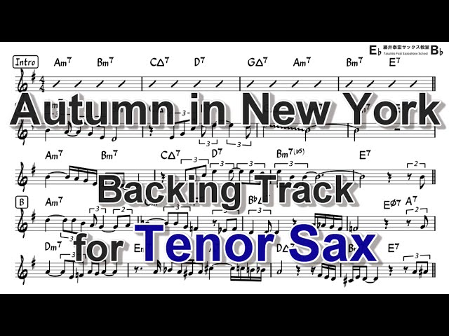 Autumn in New York - Backing Track with Sheet Music for Tenor Sax