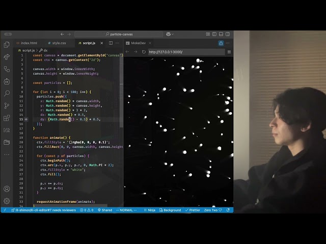 Code with me - Particle Animation (No music) #codewithme #programming #javascript