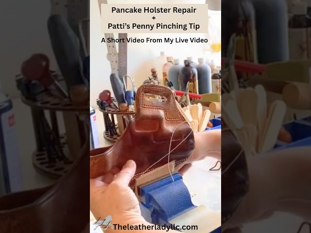 Restoring a PANCAKE HOLSTER + Expert Tips on Hand Stitching (Clip from Live - Working in the shop)