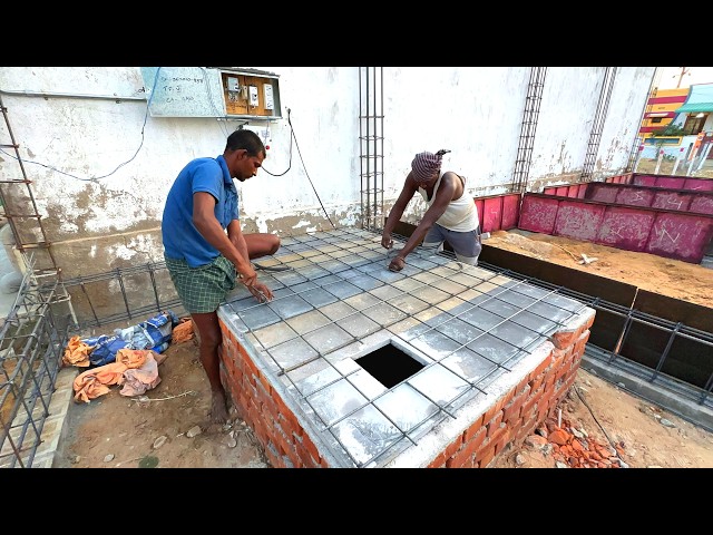 How To Construct A Reinforced Concrete Septic Tank Slab With Steel Reinforcement-Using  Sand cement