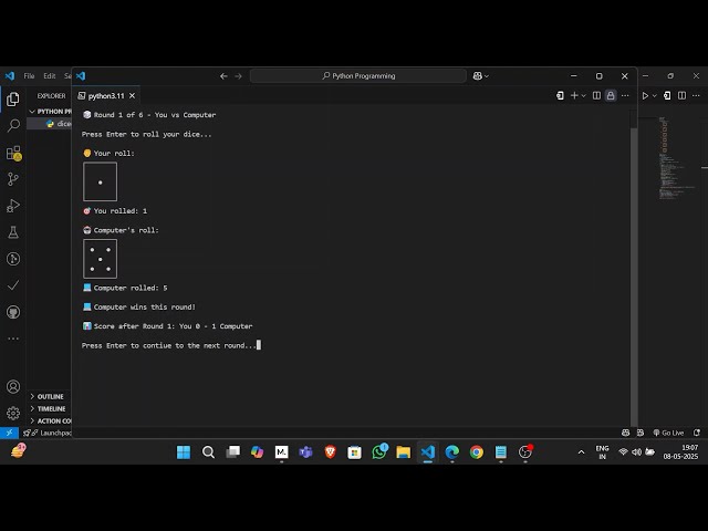 Dice Battle Game in Python 🎲 | Fun Terminal Game for Beginners!