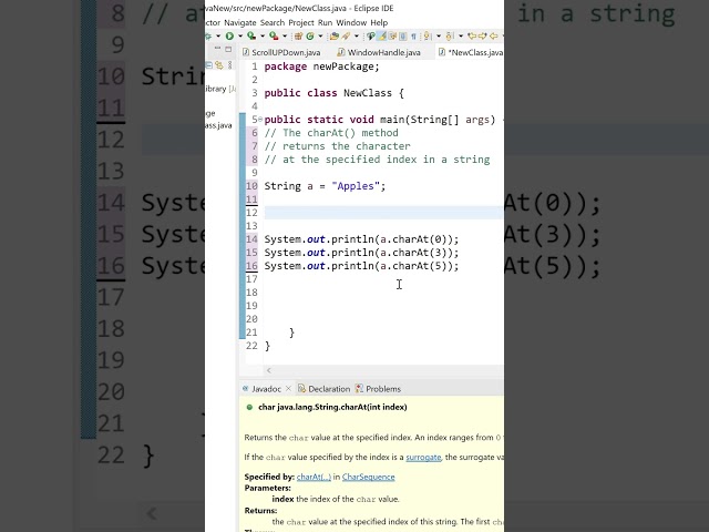 charat method in java #shorts #youtubeshorts #short #java #coding #software
