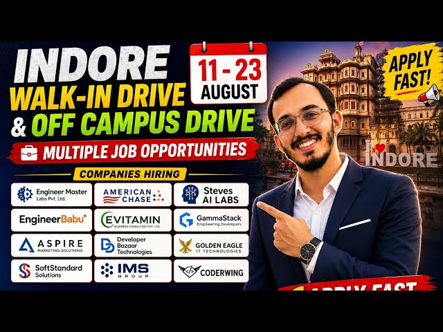 Indore Mega Walk-In Drive 2026 | Freshers & Experienced | HR, Python, QA, AI/ML & IT Jobs