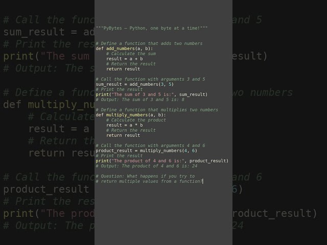 function return values #python #showcase
